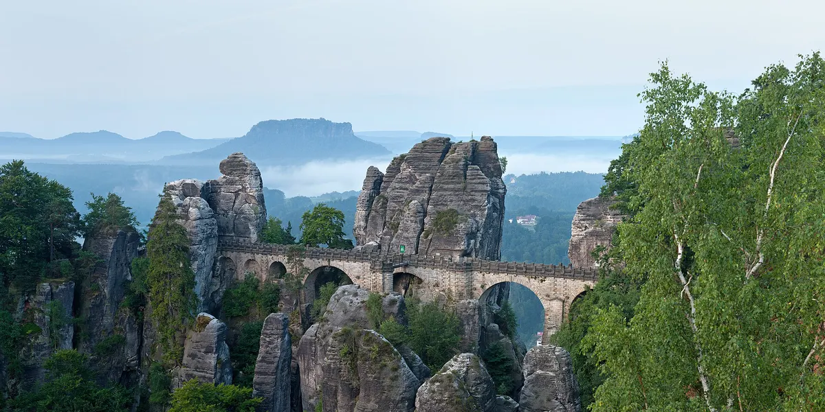 Basteibrücke morgens in Sachsen